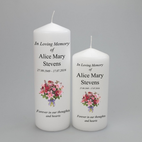 A beautiful personalised memorial candle two sizes available